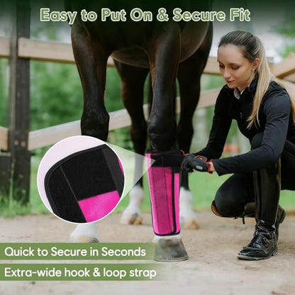 Fly Boots for Horses Set of 4, Horse Fly Boots with Breathable Mesh - color: Pink