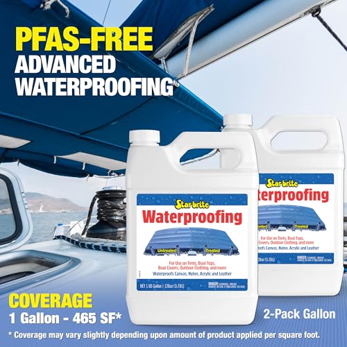STAR BRITE Waterproofing Spray, Waterproofer + Stain Repellent + UV Protection for Boat Covers, Car Covers, Bimini Tops, Tents, Jackets, Backpacks, Boots, Awnings, Patio Covers & More - color: 1 Gallon 2 Pack