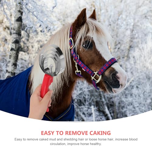FAVOMOTO 2PCS Stainless Steel Curry Comb Horse Brush, Reversible Curry Comb Horse Grooming Supplies Shedding Brush for Livestock Cow Sheep Dog Goat (Random Color)