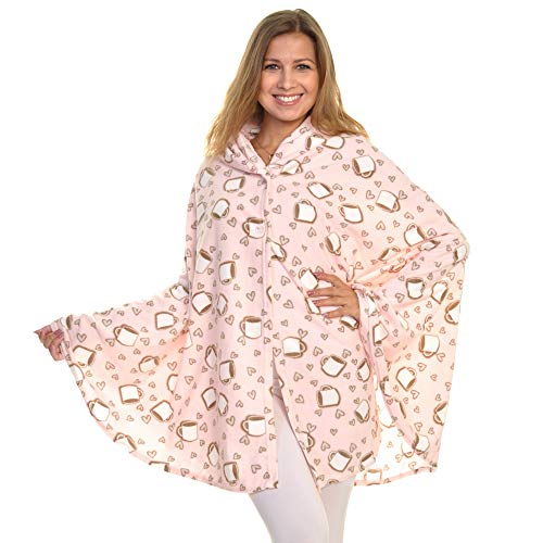 Angelina Women's Cozy Fleece Wearable Blanket or Blanket with Slipper Set - color: Coffee Wearable Blanket, size: One Size Fits Most