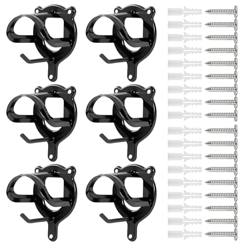 6 Pack Horse Bridle Rack Bracket Hooks – Metal Halter Hanger with Tubes and Screws, Heavy-Duty Tack Storage Holder for Horse Barn, Stable, and Tack Room Organization (Black)