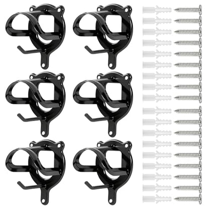 6 Pack Horse Bridle Rack Bracket Hooks – Metal Halter Hanger with Tubes and Screws, Heavy-Duty Tack Storage Holder for Horse Barn, Stable, and Tack Room Organization (Black)