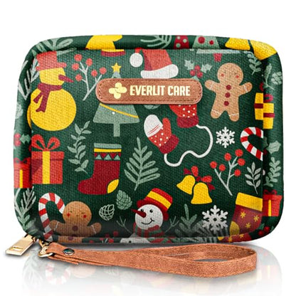 EVERLIT Care Rescue Pack | Family-Friendly First Aid Kit for Kids with 200 Pcs Medical Supplies | Travel-Friendly Compact Storage Bag for Home, Car, Travel, Camping, Adventure (Christmas) - color: Christmas