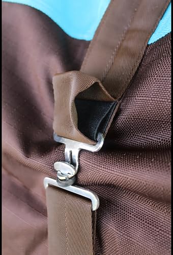 1200D Horse Turnout Blanket Waterproof, Breathable, Heavy-Weight Winter Blanket with 300g Fill, Ripstop Outer Shell - color: Turquoise/Brown, size: 66 inches