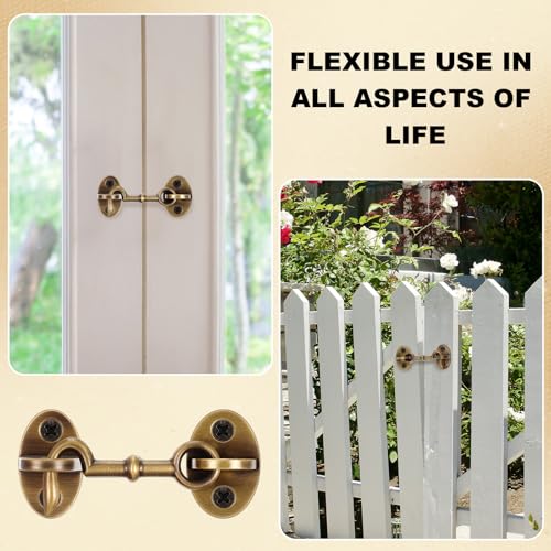 2 Pieces 2.75 Inch Brass Hook and Eye Latch Gate Door Latch, Bronze - color: Bronze, size: 2.75 Inch