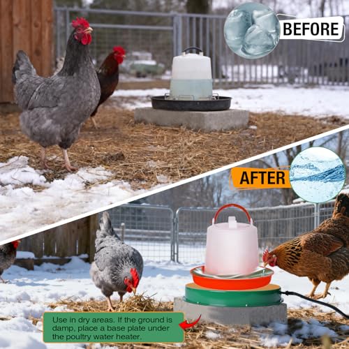 Chicken Water Heater Base 2 Pack, 125W Freeze Protection for Poultry - size: 2 PACK
