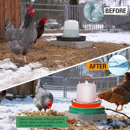Chicken Water Heater Base 2 Pack, 125W Freeze Protection for Poultry - size: 2 PACK