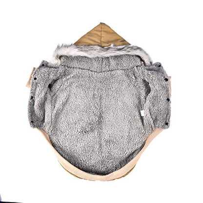 Warm Dog Hooded Trench Coat Windproof Parka Jacket for Cold Weather (XXL, Khaki) - color: Khaki, size: XXL ( Chest Girth : 20 in )