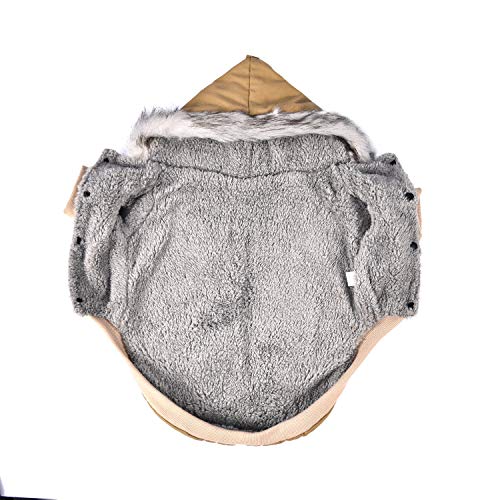 Warm Dog Hooded Trench Coat Windproof Parka Jacket for Cold Weather (L, Khaki) - color: Khaki, size: Large ( Chest Girth : 16 in )