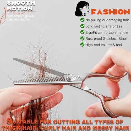 High-end Professional Hair Scissors Thinning Shears Barber Hair Cutting Teeth Shears Hairdressing Texturizing Scissor 6 Inch Stainless Steel Alloy For Women Men Kids Salon Hairdresser & Home - size: 6 Inch, style: Thinning Shears
