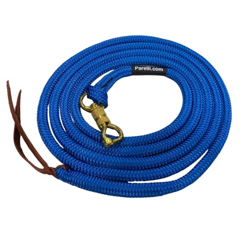 PARELLI 12 Foot Training Rope - Strong Everyday Use All-Purpose Horse Lead Rope with Loop & Latigo Popper | 9/16" Diameter Smooth Yachting Braid, Blue - color: Blue