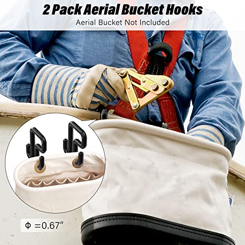 2 Pack Bucket Hooks, Aerial Bucket Hook, Fits for 3" Aerial-Bucket Lip, Hooks for Aerial Baskets, Lineman Bucket Tool Holder