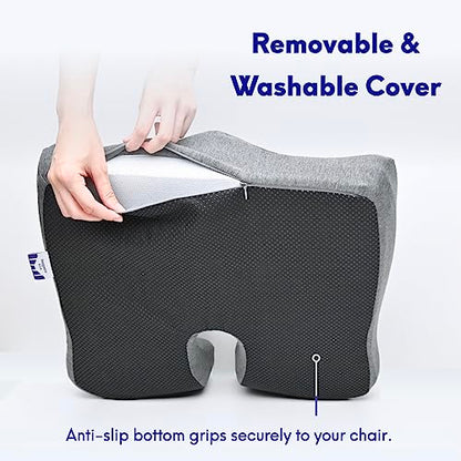 C CUSHION LAB Patented Pressure Relief Seat Cushion for Long Sitting Hours on Office/Home Chair, Car, Wheelchair - Extra-Dense Memory Foam for Hip, Tailbone, Coccyx, Sciatica - Wellness Green - color: Wellness Green