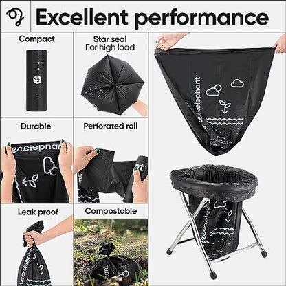 Green Elephant Portable Waste Bags – Camping Potty Liners, Biodegradable Sanitary Bags for 5 Gallon Bucket, Outdoor Use, 15 Count, 8 Gal (1 Pack) - size: 15 Count (Pack of 1)