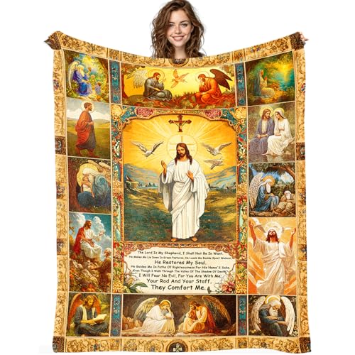 Christian Jesus Blanket Christian Prayer & Scripture Throw Blanket Religious Bible Verses, Ultra-Soft Lightweight Flannel (50"X40") for Adults & Kids - Uplifting Faith Gift - color: Christian Jesus, size: 50"x40"