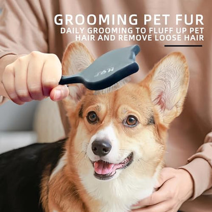 HOP Black Cat Head Pets Slicker Brush for Dogs and Cats 7.17in/18.2cm | Stainless Steel Pin,Dog Shedding&Dematting Comb,Pet Grooming Brush for Short Haired Pet,Remove Loose Hair Mats Knots Tangles