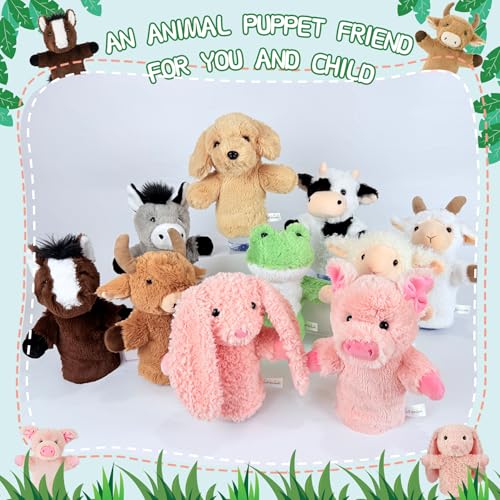 Bunny Puppet for Kids Rabbit Puppets Animal Stuffed Toy Gift for Boys Girls Washable Springtime Easter Animal Stuffed Fabric Interactive Role Play Family Fun - color: Bunny