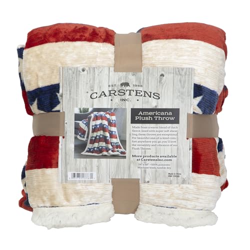 Carstens, Inc. Ultra Premium Super Soft Plush Sherpa Fleece Oversized Throw Blanket 54" x 68", Americana - color: Americana