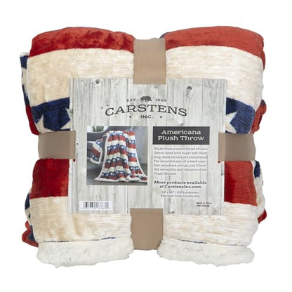 Carstens, Inc. Ultra Premium Super Soft Plush Sherpa Fleece Oversized Throw Blanket 54" x 68", Americana - color: Americana