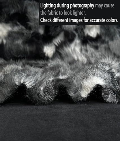 Continuous Yard Faux Fur Fabric Long Pile Tribal Patchwork 58" W/Sold - Multicolor Soft Plush Craft Costume Paws Fake Fur Stuffing Pillows FurSuit Scarf Coat Bag (Gray White Black) - color: Multi-color (Gray White Black)