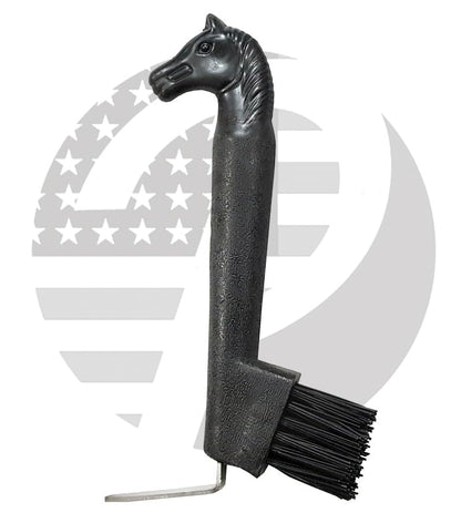 Horse Head HOOF PICKS WITH BRUSH (BLACK) - color: BLACK