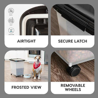 IRIS USA Dog Food Storage Container, Up to 50 lbs, Pearl/Black, Made in USA - color: Pearl/Black, size: 50 lbs