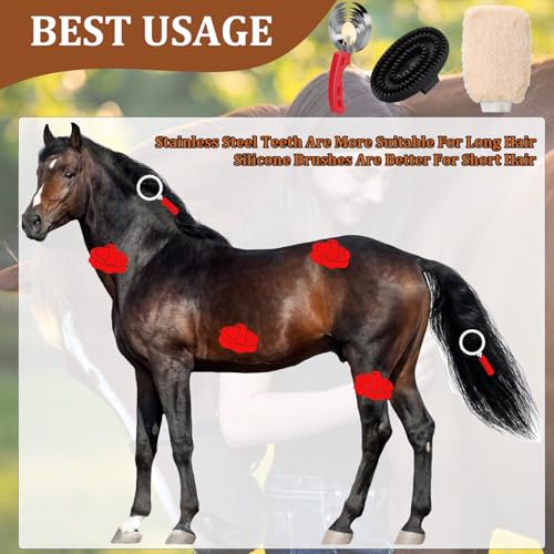 Rubber Curry Comb with Handle, Grooming Brush for Dogs, Cats & Horses - color: Rubber Curry Comb