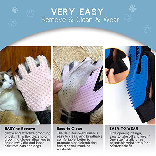 GOESWELL Double-Sided Undercoat Rake for Pet Grooming - Shedding and Dematting Comb with Grooming Glove (Blue 2 Pack) - color: Blue(2 Pack)