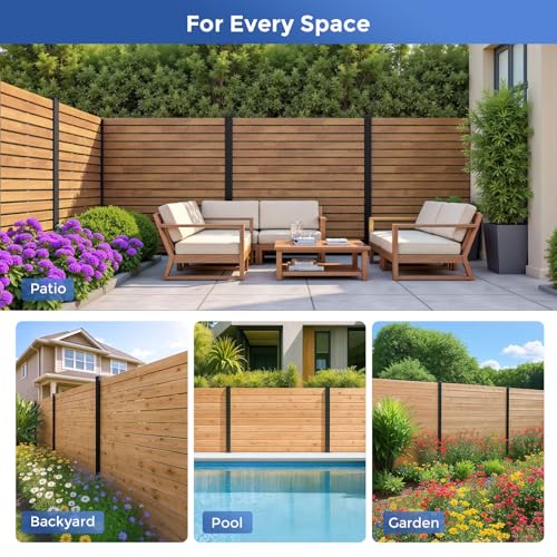 2 Pack 6ft Heavy Duty Aluminium Fence Post, No Dig Metal Post for Outdoor Privacy Fence Panels, Compatible with Wood Slats and Composite Boards for Patio, Backyard & Garden (2 Pack) - color: 6 ft Post-2pcs