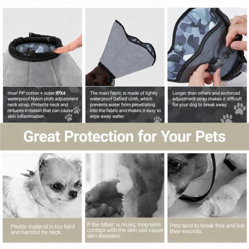 Soft Dog Cone Collar for Large Dogs After Surgery Adjustable - color: Camouflage, size: S (Neck Girth:9.1-10.7in)