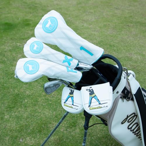 White and Blue Goat Style Golf Driver Headcover Fairway Wood Head Cover Hybrid UT Headcover Cover Premium Golf Accessories for Men - color: 1x driver cover