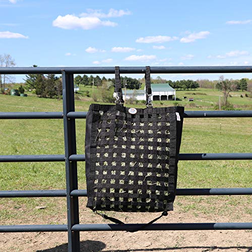 Ultra Slow Feeder Horse Hay Bag with Super Tough Bottom and 6 Month Warranty - color: Black