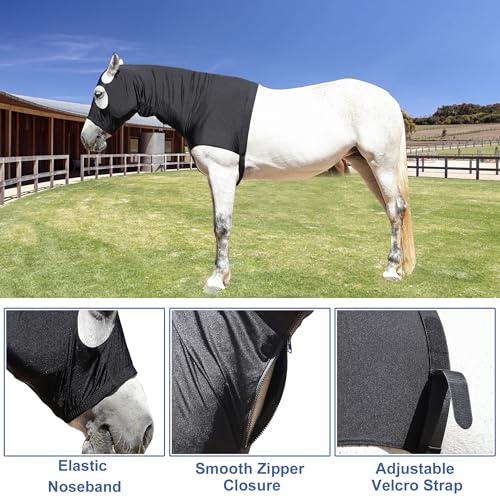 Horse Slinky Hood with Zipper, Stretchy Sleazy Hood Black M - color: Black, size: Medium