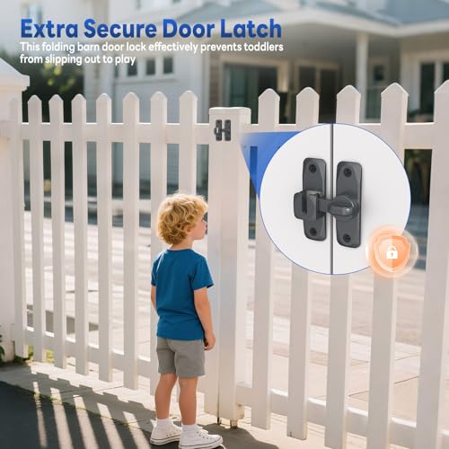 90/180 Degree Barn Door Locks and Latches, Safety Aluminum Hardware Sliding Door Latch, Small Flip Locks for Barn, Bathroom, Cabinet, Garden, Window (Grey-2PCS) - color: Grey-2PCS