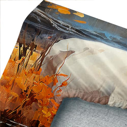 White Brown Horses Bedding Full Size,1 Fitted Sheet+2 Pillowcases. - color: Yellow-black, size: Full