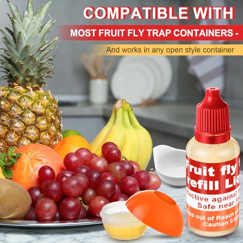 Qualirey 12 Pack Fruit Fly Trap Refill Liquid, 0.68oz/ Bottle (Red)