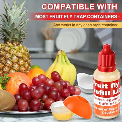 Qualirey 4 Pack Fruit Fly Trap Refill Liquid, 0.68oz/ Bottle (Red)