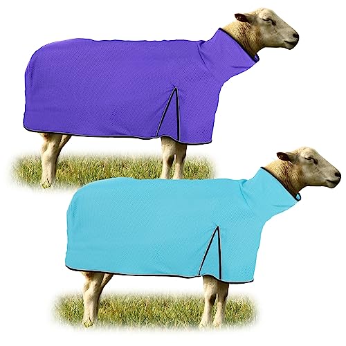 Silkfly 2 Pcs Sheep Blanket Mesh Medium Goat Adjustable Strap, Blue, Purple - color: Blue, Purple