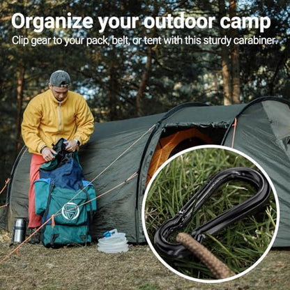 sprookber Stainless Steel Spring Snap Hook Carabiner - 304 Stainless Steel Caribeener Clips, Set of 6 - color: Black, size: 2.25 Inch