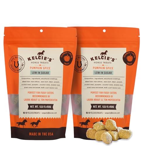 Kelcies Pumpkin Spice Horses Treats - Low Sugar, Starch, and Carbohydrates | Healthy Treats for Horse Supports Superior Digestion 2 Pounds (Pack of 2) - size: 1 Pound (Pack of 2)