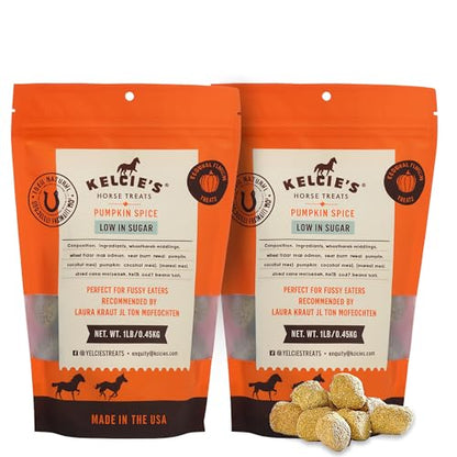 Kelcies Pumpkin Spice Horses Treats - Low Sugar, Starch, and Carbohydrates | Healthy Treats for Horse Supports Superior Digestion 2 Pounds (Pack of 2) - size: 1 Pound (Pack of 2)