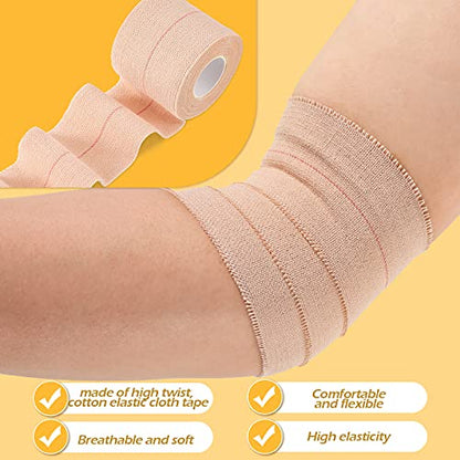 Nuanchu 2 Rolls Adhesive Elastic Tape Bandage Wrap, 2 Inch Wide, Apricot - color: Beige, size: 15 Foot (Pack of 2)