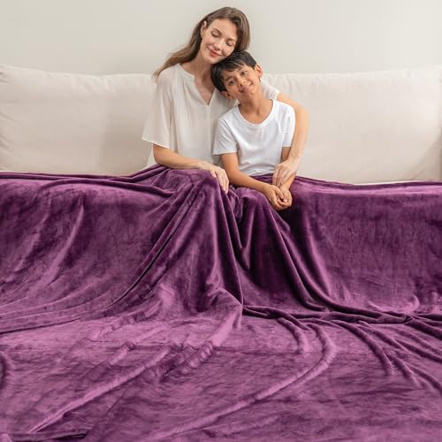 Berkshire Blanket VelvetLoft Big Oversized King Family Blanket, All Season Mid-Weight Ultra Silky and Fuzzy, Seamless Extra Large (Eggplant, 120x120 Inches) - color: Eggplant, size: Oversized King