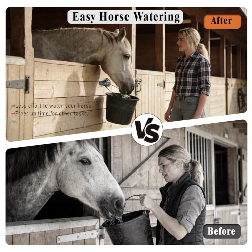 Quick-Release Bucket Hooks, 4-Pack Heavy Duty Bucket Holder Set | Heavy-Duty Steel Wall-Mount Bucket Holders for Horse Stalls, Barns and Livestock Feeding. Quick-Release Design.