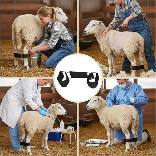 MESINURS Adjustable Goat Hobbles Binding for Milking Stand, Durable Nylon Goat Leg Restraint Strap with Metal Buckle, Anti Kick Goat Binding Tool for Dairy Goats, Nigerian Dwarf, Nubian