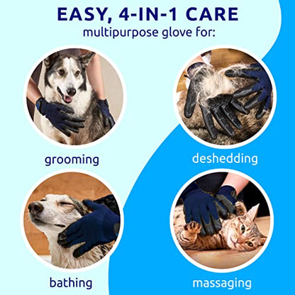 Pat Your Pet Grooming Gloves - Cat & Dog Hair Remover Glove for Deshedding Long and Short Fur