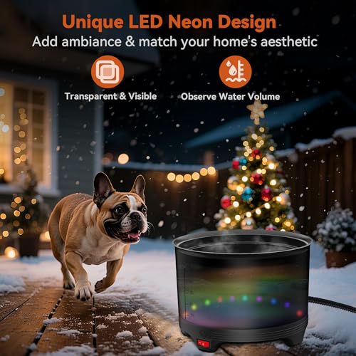 5.5L Heated Water Bowl, Winter Large Heated Dog Bowls for Outside