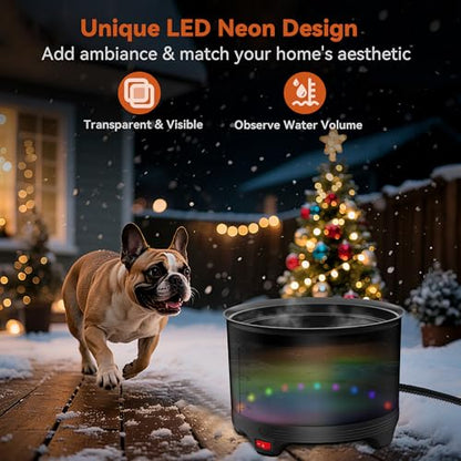 5.5L Heated Water Bowl, Winter Large Heated Dog Bowls for Outside