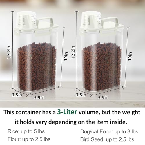 2 Pack 3 Lbs Pet Dog Cat Bird Seed Food Storage Containers for Travel Beige - color: Beige-3L 2Pack
