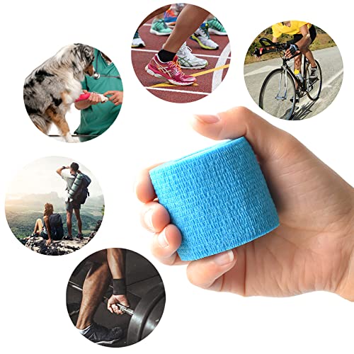 2 Inches Self Adhesive Bandage Wrap, 9 Pack, Light Blue - color: Light Blue, size: 2 Inch